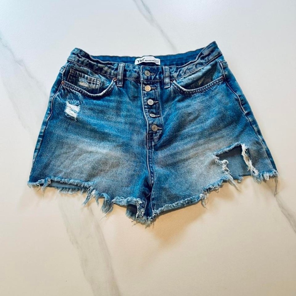 Vintage Y2K 2000s high rise distressed Micro mini denim shorts jorts